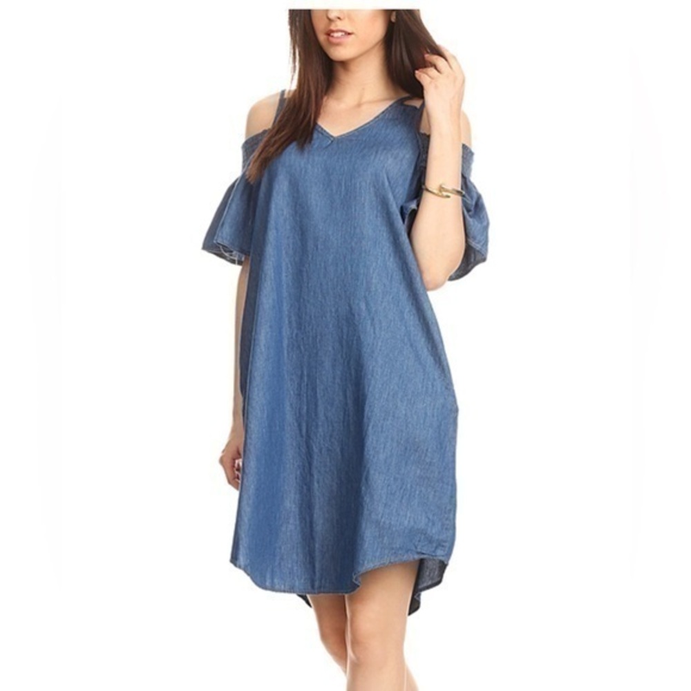 Velvet Heart light wash distressed  paper bag mini jean dress size small